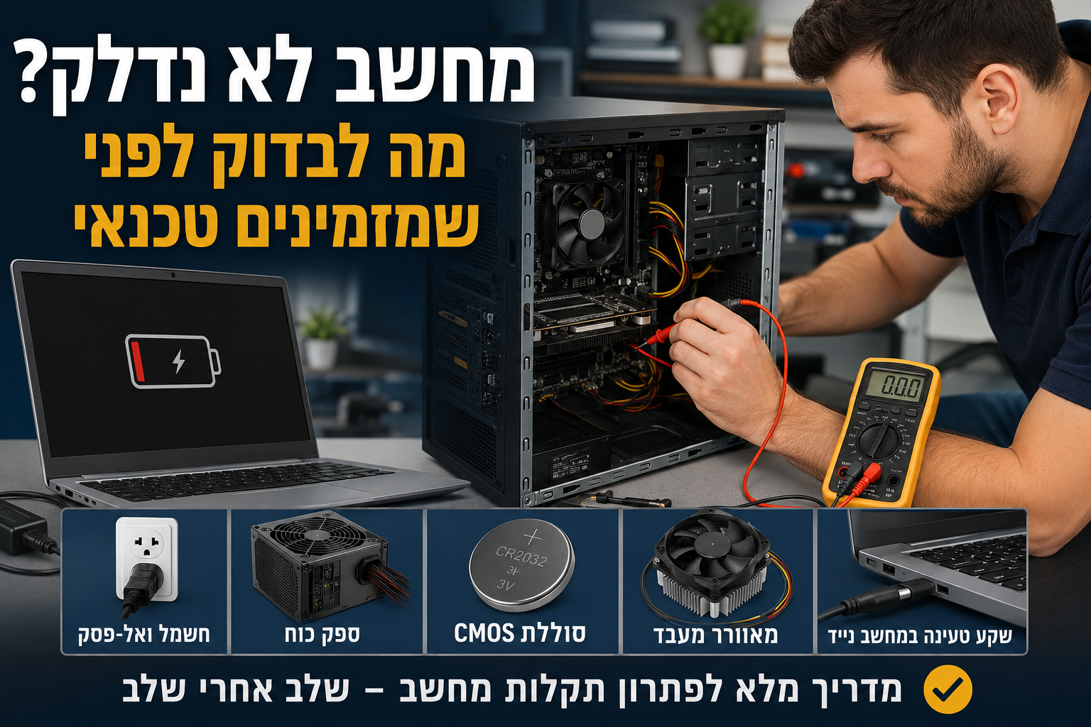 Read more about the article מחשב לא נדלק? מה לבדוק לפני שמזמינים טכנאי